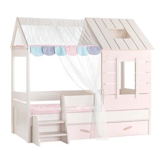 Muemue Cama Infantil Casita + Caj&oacute;n Aglomerado Rosa 90x200cm