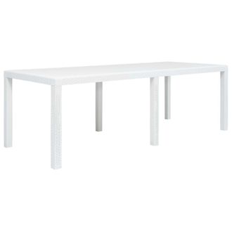 vidaXL Vidaxl - Mesa De Jard&iacute;n Aspecto De Rat&aacute;n Pl&aacute;stico Blanca 220x90x72 Cm