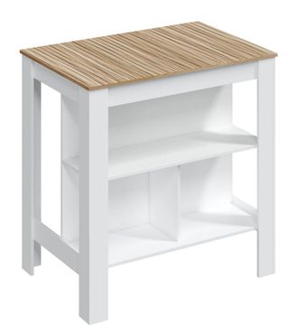 Home Heavenly Mesa alta de cocina tipo isla en blanco y roble