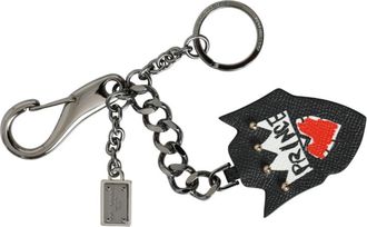 Dolce & Gabbana Chain Keyring - Heren - Sleutelhangers & Tashangers - Grijs - ONE Size - Leer - Accessoires