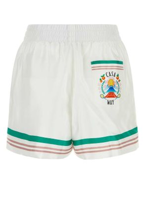 Casablanca Womens White Satin Shorts Casaway Main: Silk Lining: Polyester