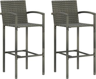 vidaXL Taburetes De Cocina 2 Unidades Rat&aacute;n Sint&eacute;tico Gris Vidaxl