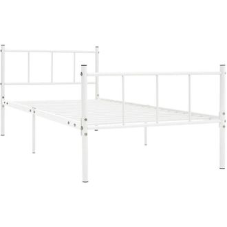 vidaXL Bed Frame without Mattress White Metal 90x200 cm Vidaxl