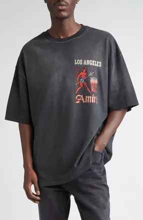 Amiri Sinners Crystal Embellished T-Shirt in Black at Nordstrom, Size Xxx-Large