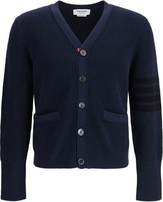 Thom Browne Blue Cotton Mens Cardigan