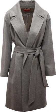 Max Mara Kasjmierjas Studio Pazzo Gemaakt in Itali&euml; - Dames - Jas met riem - Grijs - S - Kasjmier - Jassen