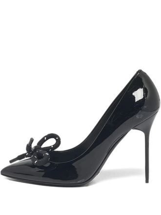 Burberry bow-embellishment pumps - women - Patent Calf Leather/Calf Leather/Calf Leather - 40 - Black