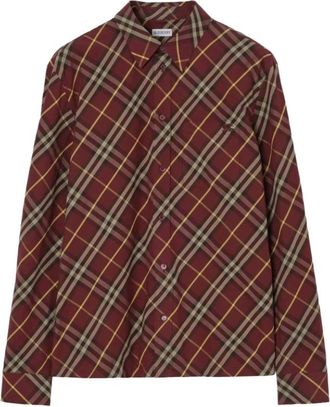Burberry Donald Chk Shirt - Heren - Casual Overhemden - Rood - S - Katoen - Overhemden