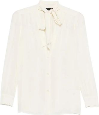 Nili Lotan Rivers Shirt Bow - Dames - Blouses - Wit - M - Overhemden