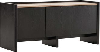 Oviala Mueble TV minimalista rectangular L120 cm madera negra