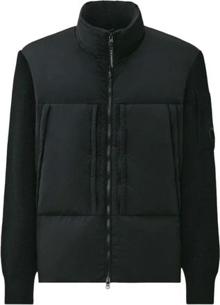 C.P. Company C.p. Company - Extrafine Merino Wool Mixed Lens Zip Sweater - Heren - Jassen - Zwart - Maat: XL Wol