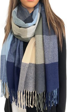 The Accessory Co. Tartan Scarf Checked Blanket Scarf Women, Oversized Scarf Shawl Wrap, Ladies Scarves, Rainbow Plaid Long Large Warm Winter Scarf, Colour Block, Womens