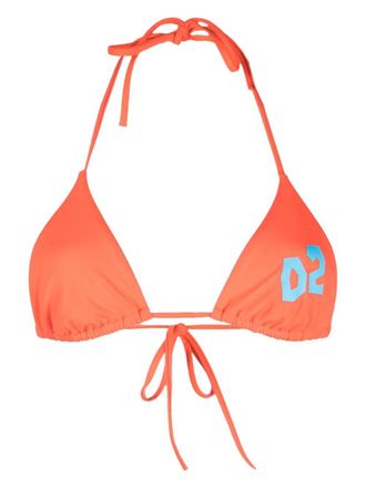 Dsquared2 logo-print bikini top - Orange