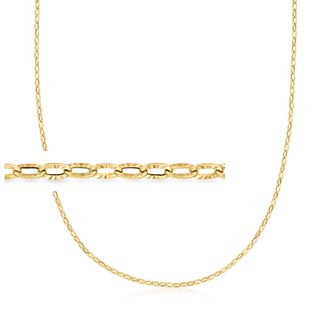 Ross-Simons Italian 14kt Yellow Gold Textured and Polished Cable-Chain Necklace