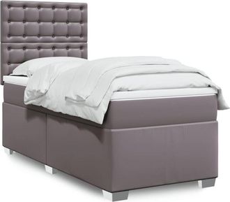 vidaXL Vidaxl - Cama Box Spring Con Colch&oacute;n Cuero Sint&eacute;tico Gris 80x200 Cm