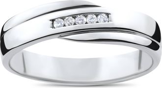 Pompeii3 Mens Cut Diamond Wedding Ring 1/6cttw 10K White Gold High Polished Channel Set
