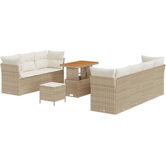 vidaXL Vidaxl - Conjunto De Sof&aacute; De Jard&iacute;n 10 Pcs Beige Y Crema 90 X 55 X 71 Cm