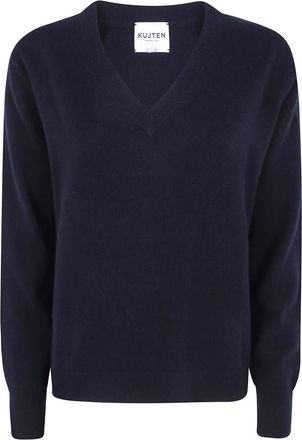 Kujten Lita V-hals Trui - Dames - Cashmere truien - Zwart - M - Wol - Truien & Vesten