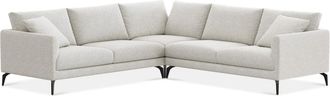 Castlery Lena L-Shaped Sectional Sofa Customized, Light Grey Performance Boucle, Matte Black Legs, Spill Resistant, Removable Covers for Sofas