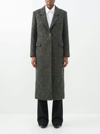 Isabel Marant Single-Breasted Long Coat in Cotton with Chevron Pattern