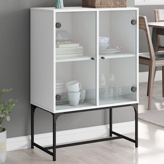vidaXL Mobile Con Ante In Vetro Bianco 69x37x100 Cm - Vidaxl