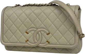 Chanel Pre-owned Matelasse Schoudertas - Dames - Vintage Schoudertas - Beige - ONE Size - Leer - Vintage