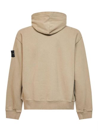 Stone Island Hooded Cotton Sweatshirt - Beige
