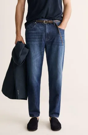 Mango Regular Fit Jeans in Dark Blue at Nordstrom, Size 36