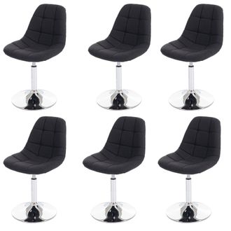 Hhg Hhg - Nunca Usado] Juego De 6 Sillas De Comedor 452, Silla Giratoria, Cromo, Textil Gris Oscuro