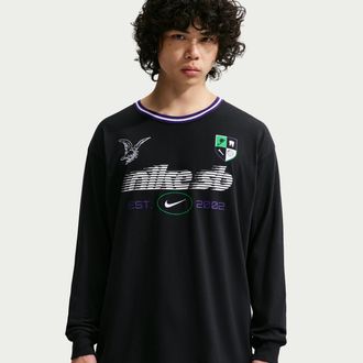Nike Mens Nike SB Long-Sleeve Skate T-Shirt in Black | IM4434-010