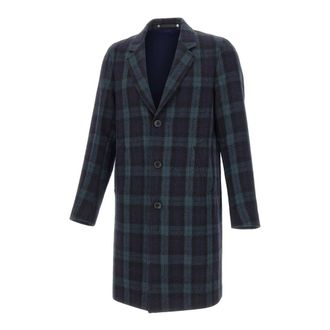 Paul Smith Jassen, Heren, Veelkleurig, M, Wol, Geruite Jas met Knopen