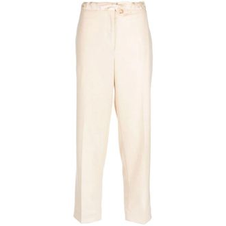 Jil Sander Drawstring Cropped Pants - Dames - Vrijetijds broeken - Beige - M - Wol - Broeken
