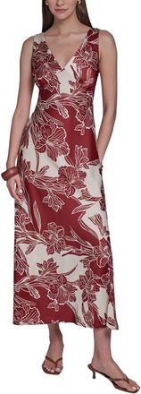 Halston Heritage Sleeveless V-Neck Midi Dress