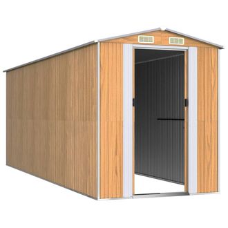 Berkfield Home Garden Shed Light Brown 192x523x223 cm Galvanised Steel | Size: 192 x 523 x 223 cm