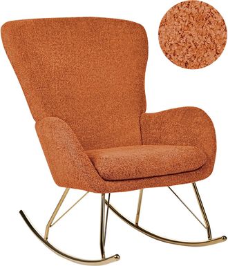 Beliani Beliani - Silla Mecedora De Boucl&eacute; Naranja Dorado Poli&eacute;ster Patas De Metal Anaset