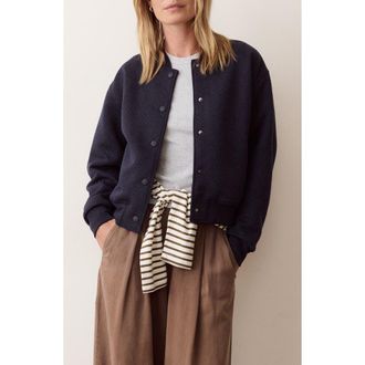 Marine Layer Corbet Quilted Bomber Jacket in Navy Heather at Nordstrom, Size X-Small