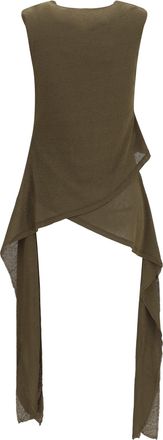 Ganni Womens Asymmetrical Knot Top Military Olive Polyester