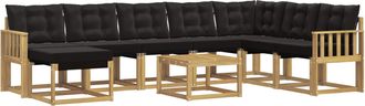 vidaXL Conjunto De Sof&aacute;s De Exterior 9 Uds. Blanco Y Negro Vidaxl
