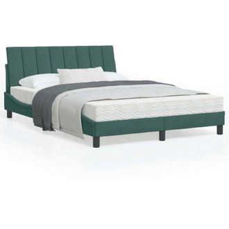 vidaXL Cama Con Colch&oacute;n Terciopelo Verde Oscuro 120x200 Cm Vidaxl