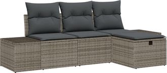 vidaXL Garden Sofa Set 4 pcs Grey 55 x 62 x 69 cm Poly rattan Vidaxl