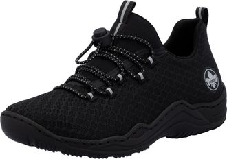 Rieker Slip-On Sneaker RIEKER, Damen, Gr. 36, schwarz, Synthetik, Textil, Schuhe Slip-On Sneaker, Outdoor Schuh, Schlupfschuh, Slipper mit praktischem Schnel