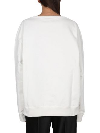 Maison Margiela Logo-Embroidered Cotton Sweatshirt - White