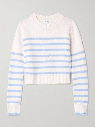 La Ligne Pullover In Misto Lana E Cashmere A Righe Mini Marin - Blu