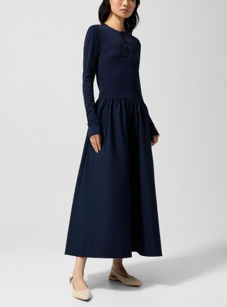 Polo Ralph Lauren Womens Poplin and ribbed jersey dress