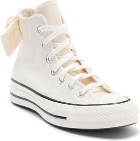 Converse Chuck 70 Bow High Top Canvas Sneaker in Egret/Egret/Black at Nordstrom Rack, Size 6.5