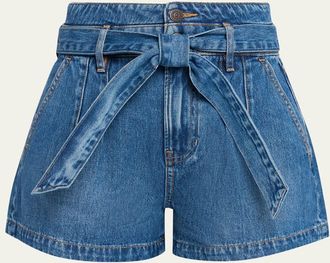 Veronica Beard Jaylen Belted Denim Shorts