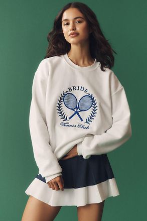 Anthropologie Bride Tennis Club Embroidered Crew-Neck Sweatshirt