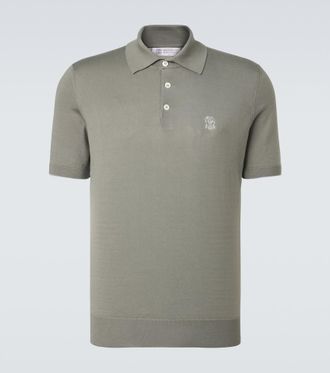 Brunello Cucinelli Polo in piqu&eacute; di cotone con logo