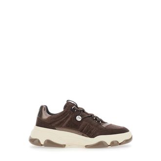Pinko Sneaker Athena 01 with laminated suede and brown color for women - female - PINKO - Sneakers - Brown - 5 UK - Shoes