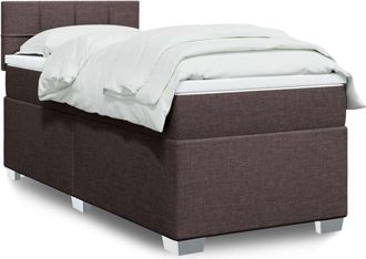 vidaXL Vidaxl - Cama Box Spring Con Colch&oacute;n Tela Marr&oacute;n Oscuro 100x200 Cm